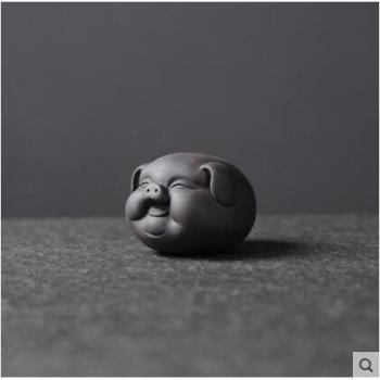 Purple Clay Lucky Pig Tea Ornament