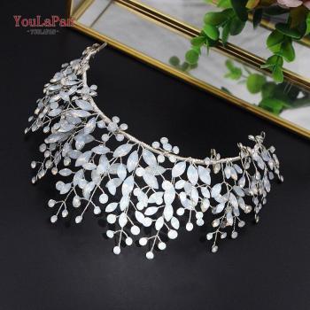 TOPQUEEN HP200 Milk Rhinestone Bridal Hair Crown