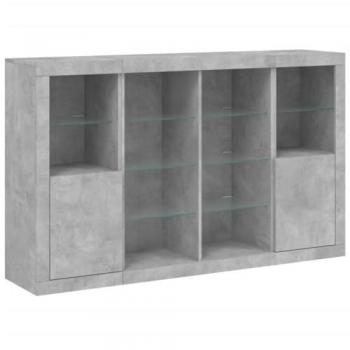 VidaXL Sideboard mit LED 3 Stk. Betongrau Holzwerkstoff