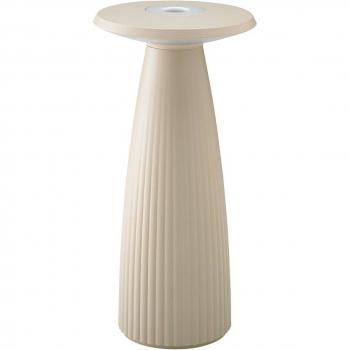 Lampada da tavolo Nuflair LED ricaricabile, beige, IP54, dimmerabile, 24 cm