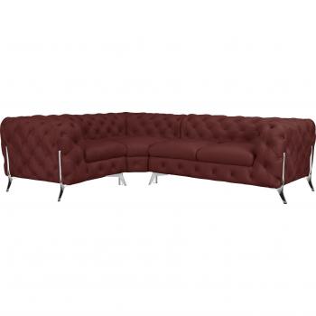 Rosa Chesterfield Sofa Leonique „L‑Form Amaury“ – 262 cm Breite, individuell einstellbare Füße