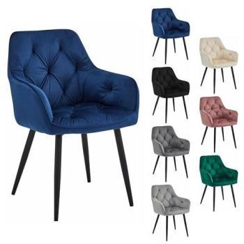 Chaise JORK de Leobert – velours bleu marine avec pieds métalliques – 56×84×62 cm