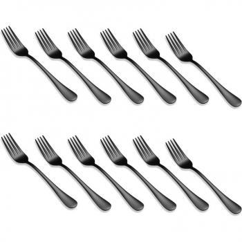 12-Piece Metal Forks Set in Black