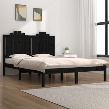 VidaXL Black Solid Wood Bed Frame 140x190 cm