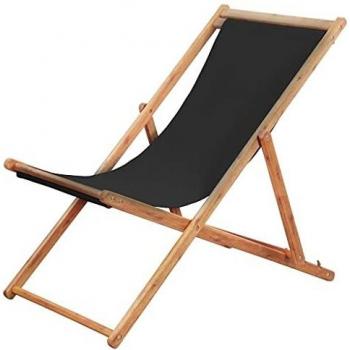Chaise de plage en tissu avec cadre en bois