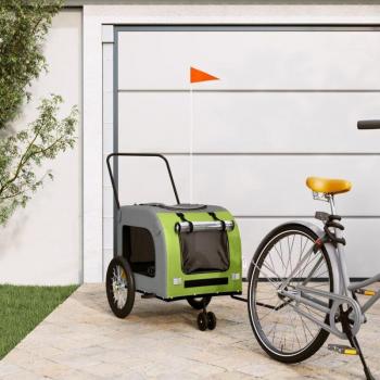 Rimorchio Bici Animale Oxford Verde Grigio in Ferro