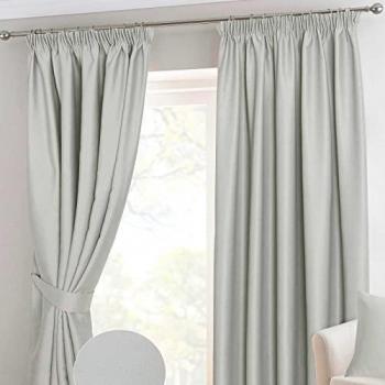 Ivory Herringbone Chevron Thermal Blackout Curtains Pair, Pencil Pleat, 46x72