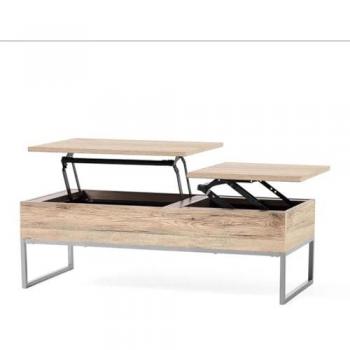 Elevate Storage Coffee Table Light Oak with Silver Metal Frame