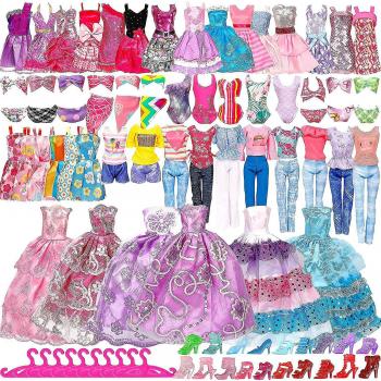Collection Bejoey 50 pièces : robes, chaussures et bijoux pour poupée Barbie