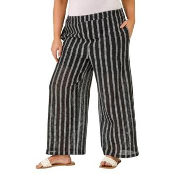 Curve Stripe Knit Pleated Trousers – Women’s Black