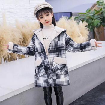 Manteau en laine et velours pour fille