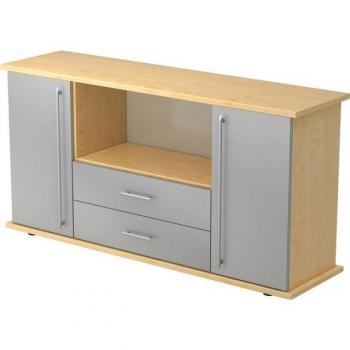 Aktenschrank SB 2OH 2 Schübe BxTxH 166,1x44,8x84cm mit Griff RE Ahorn/Silber