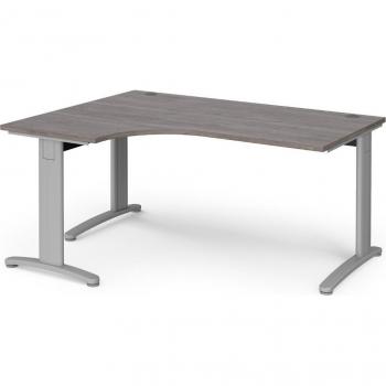 Ergonomic Desk with Silver Frame and Grey Oak Top