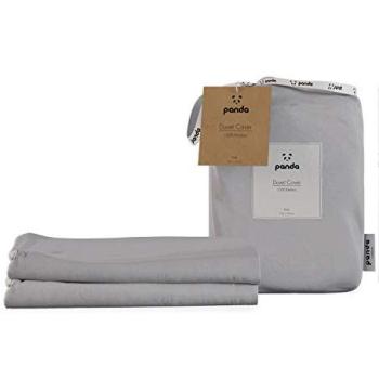 Quiet Grey Bamboo Duvet Cover by Panda London – Junior Cot Bed Set