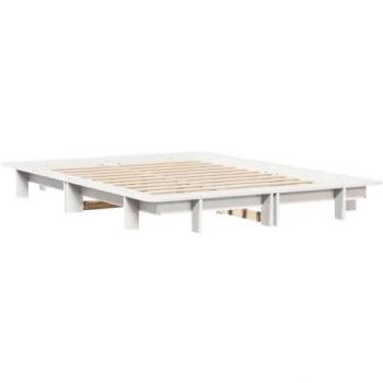 VidaXL White Bed Frame 140x190 cm Solid Wood Pine