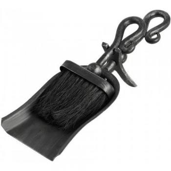 Hill Interiors: All‑In‑One Black Brushed Steel Crook Top Hearth Tidy System – 1 Size