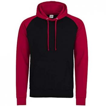 Just Hoods Two Tone Baseball Hoodie – Black