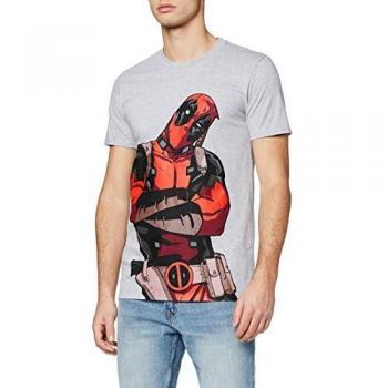 Camiseta Marvel Deadpool Habladora, Gris (Grey Marl), M para Hombre