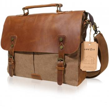 Borsa Messenger in Pelle e Tela Lifewit