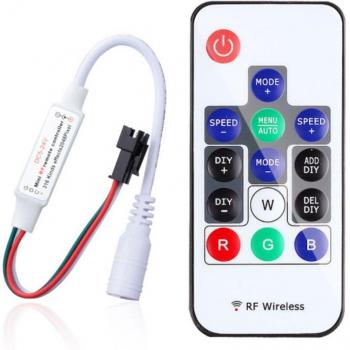 Bande lumineuse RGB LED avec télécommande sans fil 14 touches DC5-24V, contrôleur WS2812B WS2811 SK6812