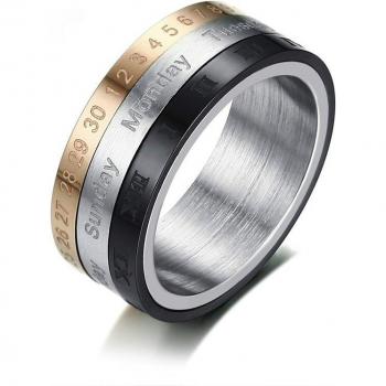 Anillo de Calendario Giratorio en Acero Inoxidable para Hombre con Estilo Punk