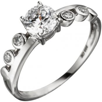 Weißgold‑Ring JOBO Damen 333 Gold, 5 Zirkonia, Größe 60