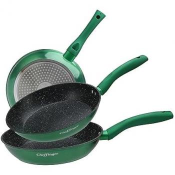 3-teiliges Induktions-Pfannenset marmorierte Bratpfannen Ø20-24-28cm Edelstahl 18/10