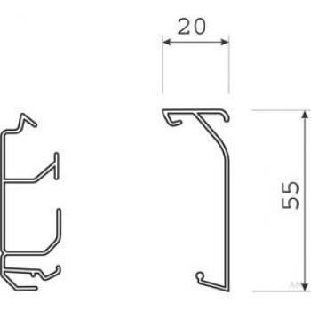 Tehalit Oberteil für Sockelleisten 20x55 mm