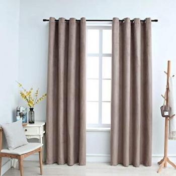 VidaXL Room Darkening Curtains with Metal Rings 2 pcs Taupe 140x245 cm