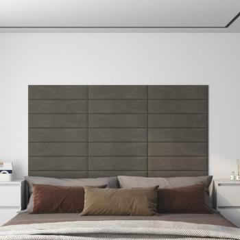 Set di Pannelli Murali 12 pz Grigio Scuro 60x15 cm in Velluto