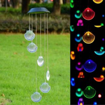 Hanging LED Solar Shell Wind Chimes