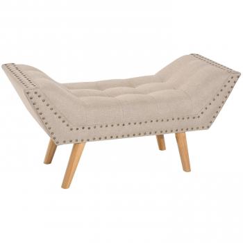 HOMCOM Oak Wood Leg Chaise Longue