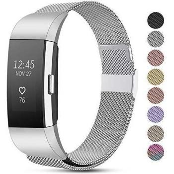 Men & Women Dual‑Sided Silver Mesh Strap (Fitbit Charge 2)