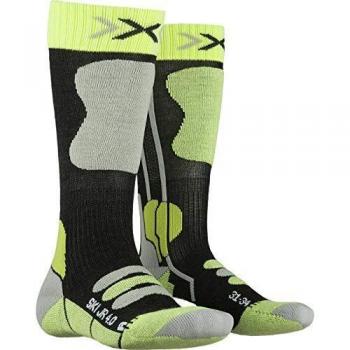 X-Socks Calcetines de Esquí para Niños 4.0 Antracita/Verde Lima Talla 31-34