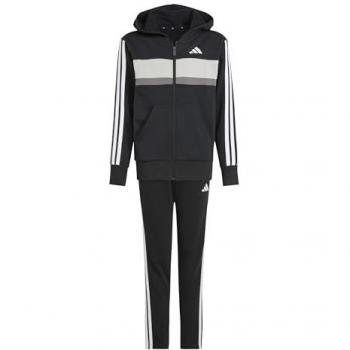 Tuta Fleece Essentials Tiberio 3 Stripes adidas Nero / Bianco / Grigio Due 9-10 Anni