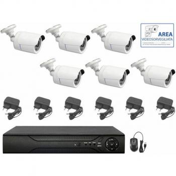 Sistema Videosorveglianza AHD 6x Telecamere 5MP IR, DVR 8-Canali