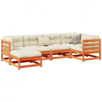 VidaXL 6 Piece Outdoor Sofa Set Wax Brown Solid Wood Pine