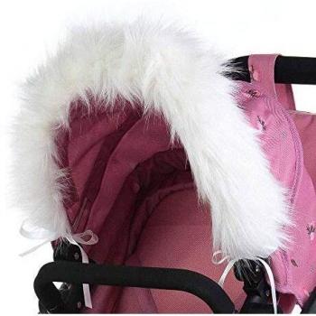 Doll's Pram Hood Fur in White