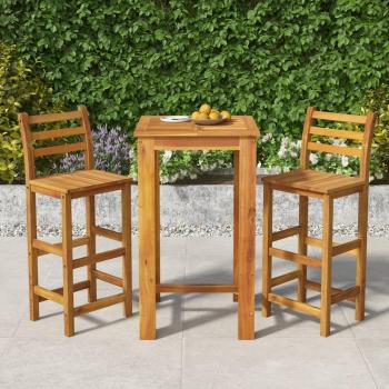 Mobilier Bar de Jardin 3 Pièces Acacia