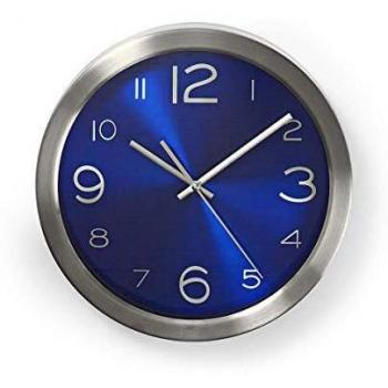 Nedis Wanduhr Edelstahl Silber/Blau