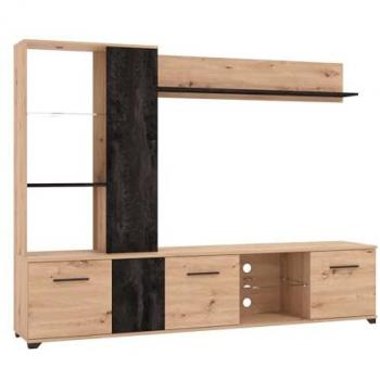 Parete Attrezzata Soggiorno Moderna Minimalista in Legno Antracite con Quattro Ante
