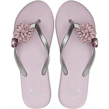 AX BOXING Women's Flip Flops with Flower Decoration