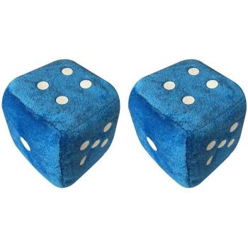 1 Pair of Vintage Fuzzy Dice with White Dots for Car Interior