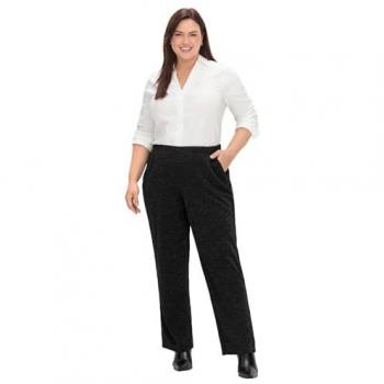 SheeGo Elegante Stoffhose für Damen – Großgröße 54, Effekteffektgarn, Schwarz