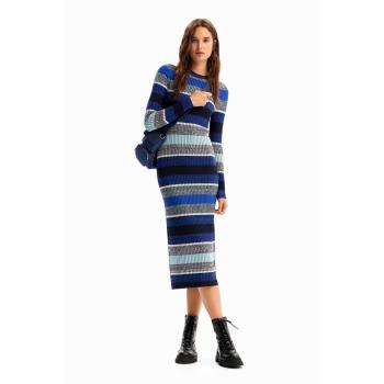 Donna midi abito rigato in blu S Desigual