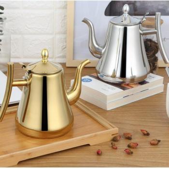 304 Stainless Steel Gold and Silver Tea Pot with Filter