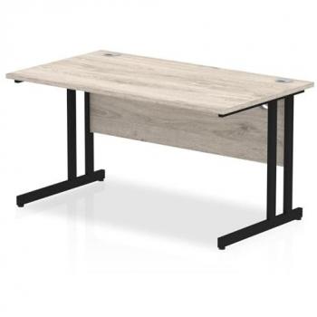 Impulse 1400 x 800mm Cantilever Leg Desk in Grey Oak
