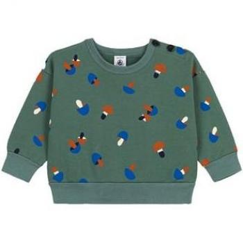 Felpa Verde Valle con Stampa Funghi Petit Bateau