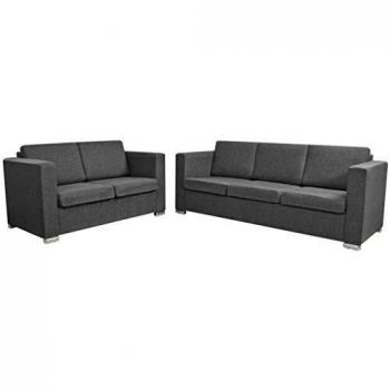 Two-Seat Dark Gray Fabric Sofa Set – VidaXL