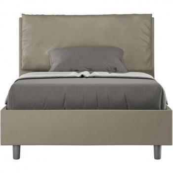 Cama individual 120x200 cm, sin somier, cubierta de cuero sintético, estilo Capuchino Antea Large